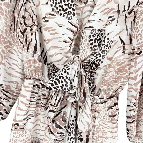 Buddy Love Sadie Tie Front Ruffle Dress Size Small Animal Print - Picture 5 of 8
